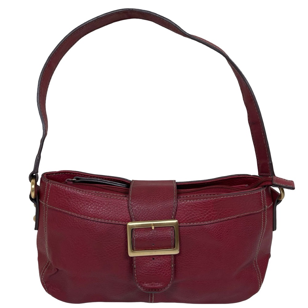 Vintage Villager Liz Claiborne Red Faux‎ Leather Buckle Shoulder Bag Hobo Y2K